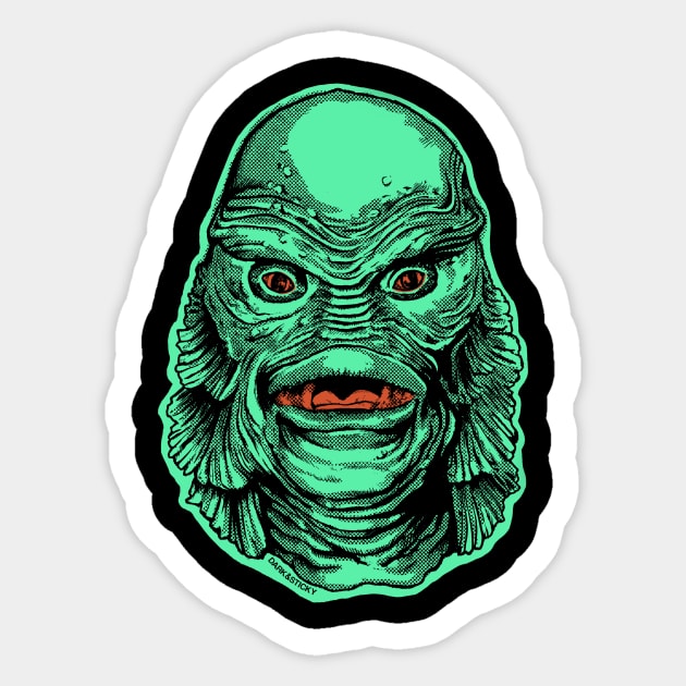 Green Gillman Creature! Sticker by Dark & Sticky